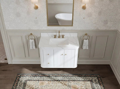 Houston 36 in. W x 22 in. D Floating Bathroom Vanity in Center Sink - Willow Bath and Vanity