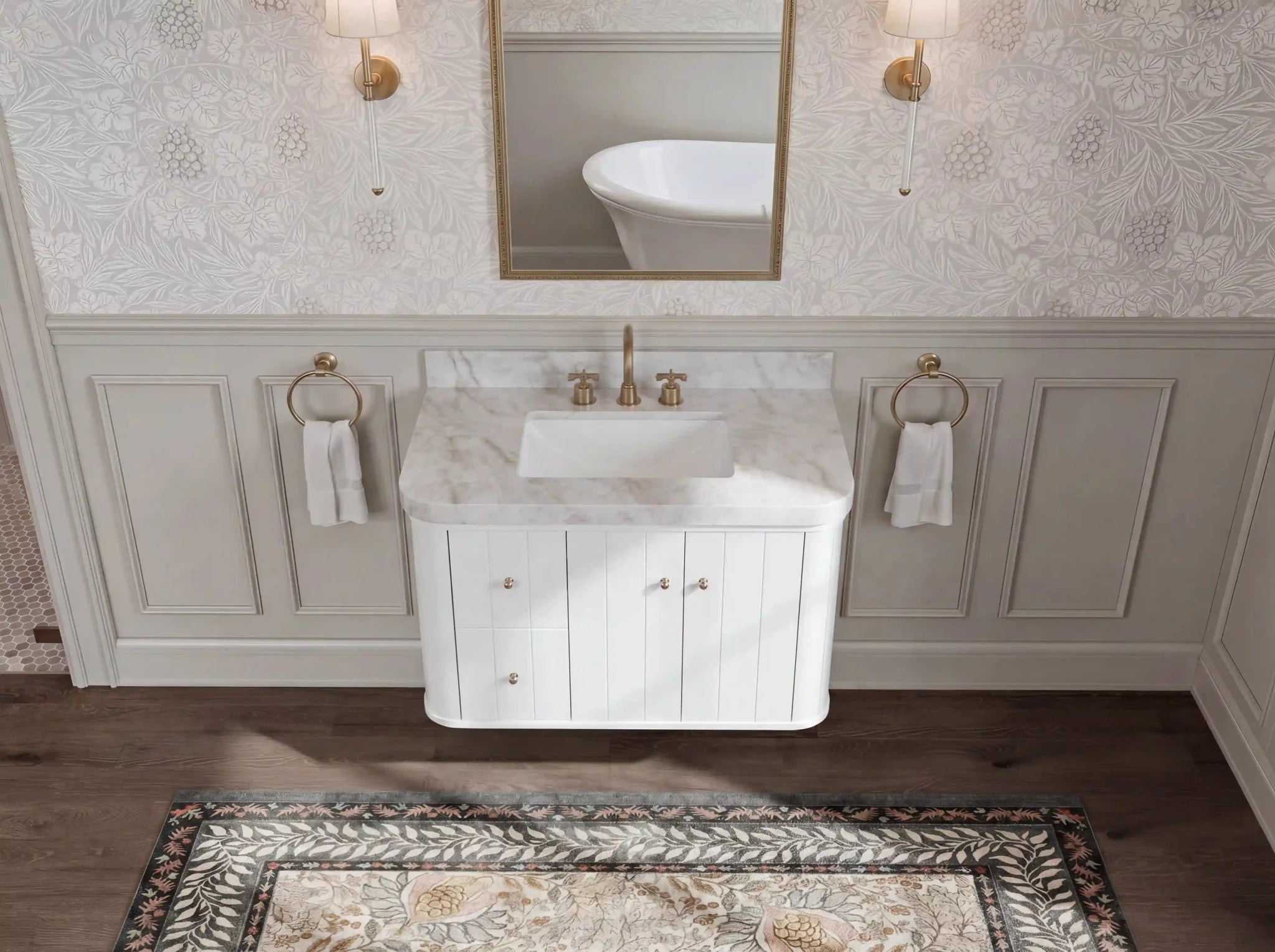 Houston 36 in. W x 22 in. D Floating Bathroom Vanity in Center Sink - Willow Bath and Vanity
