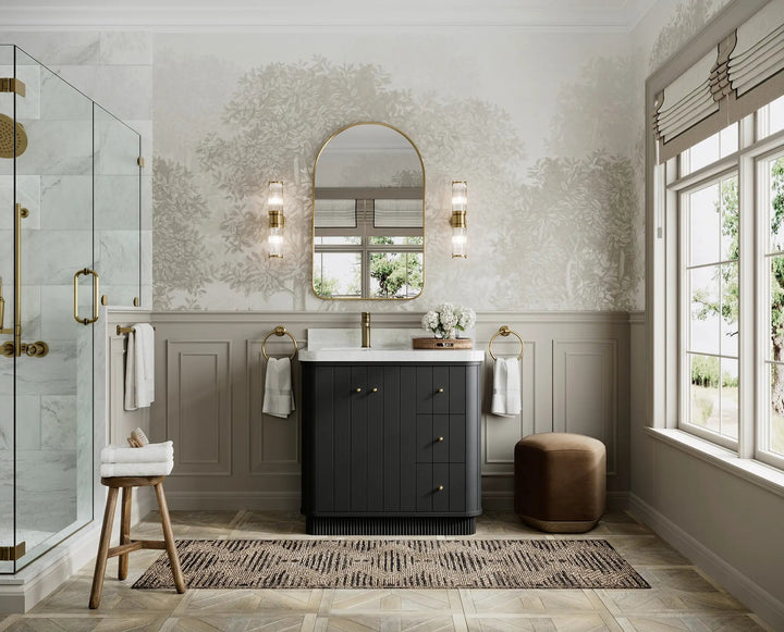 Houston 36 in. W x 22 in. D Free Standing Curved Edge Left Offset Sink Bathroom Vanity - photo 5