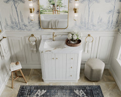 Houston 36 in. W x 22 in. D Free Standing Curved Edge Left Offset Sink Bathroom Vanity - photo 8