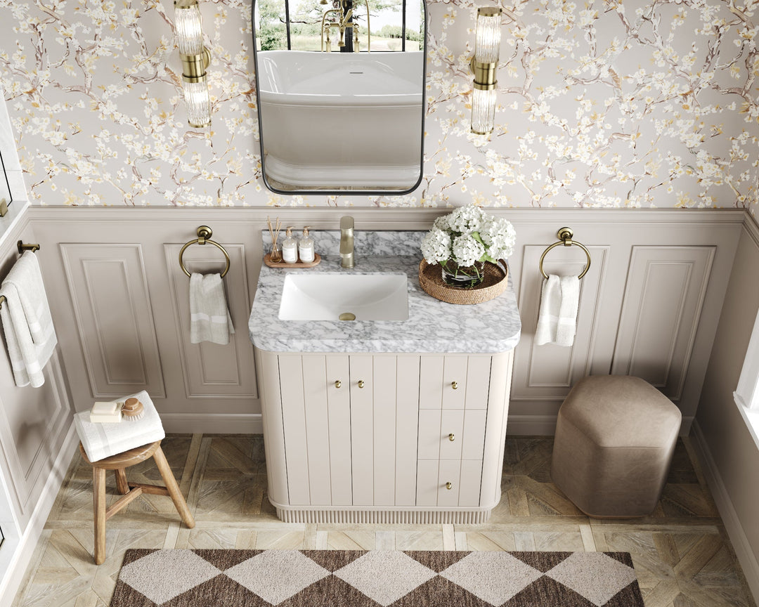 Houston 36 in. W x 22 in. D Free Standing Curved Edge Left Offset Sink Bathroom Vanity - Willow Bath and Vanity