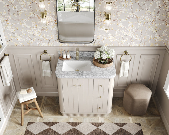 Houston 36 in. W x 22 in. D Free Standing Curved Edge Left Offset Sink Bathroom Vanity - photo 16