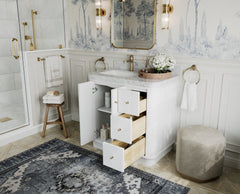 Houston 36 in. W x 22 in. D Free Standing Curved Edge Left Offset Sink Bathroom Vanity - photo 3