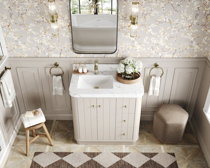 Houston 36 in. W x 22 in. D Free Standing Curved Edge Left Offset Sink Bathroom Vanity - photo 12