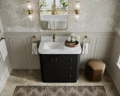 Houston 36 in. W x 22 in. D Free Standing Curved Edge Left Offset Sink Bathroom Vanity - photo 14
