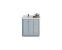 Houston 36 in. W x 22 in. D Free Standing Curved Edge Left Offset Sink Bathroom Vanity - photo 1