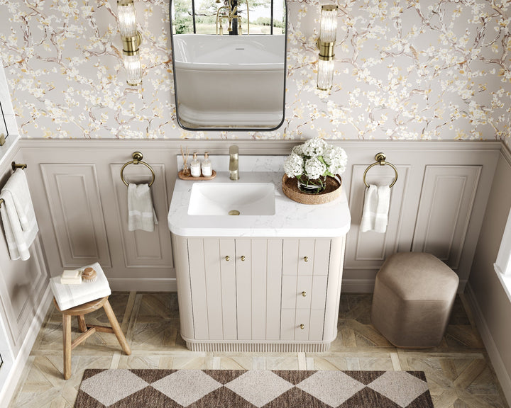 Houston 36 in. W x 22 in. D Free Standing Curved Edge Left Offset Sink Bathroom Vanity - photo 9