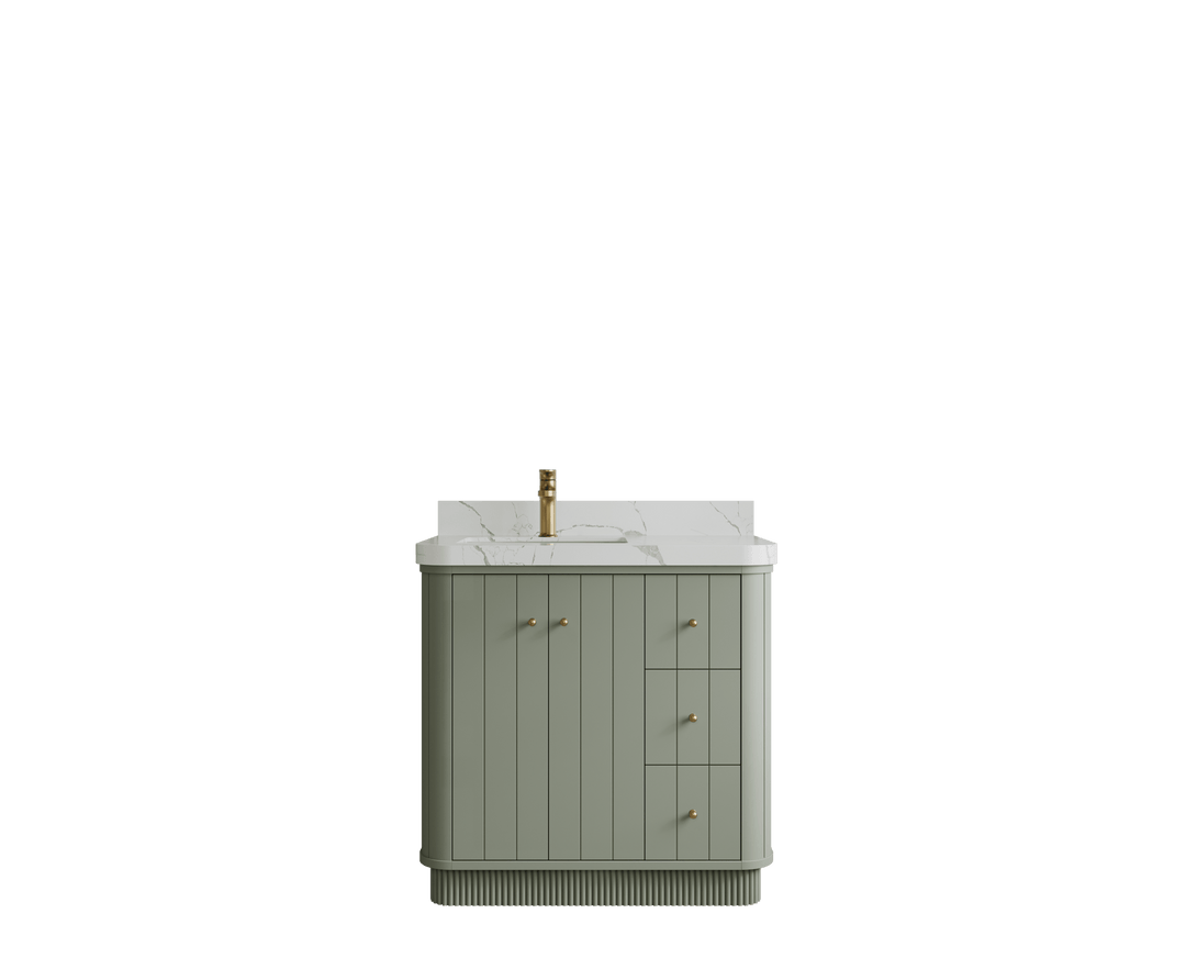 Houston 36 in. W x 22 in. D Free Standing Curved Edge Left Offset Sink Bathroom Vanity - Willow Bath and Vanity