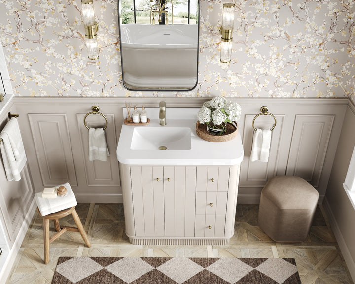 Houston 36 in. W x 22 in. D Free Standing Curved Edge Left Offset Sink Bathroom Vanity - photo 10