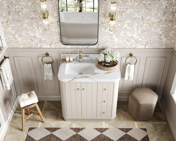 Houston 36 in. W x 22 in. D Free Standing Curved Edge Left Offset Sink Bathroom Vanity - photo 8