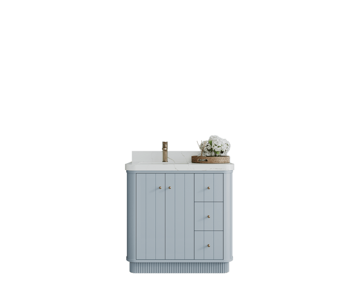 Houston 36 in. W x 22 in. D Free Standing Curved Edge Left Offset Sink Bathroom Vanity - photo 1