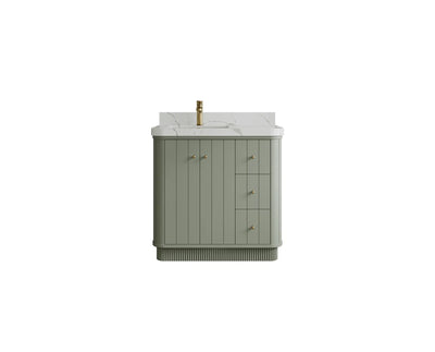 Houston 36 in. W x 22 in. D Free Standing Curved Edge Left Offset Sink Bathroom Vanity - Willow Bath and Vanity