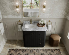 Houston 36 in. W x 22 in. D Free Standing Curved Edge Left Offset Sink Bathroom Vanity - photo 7