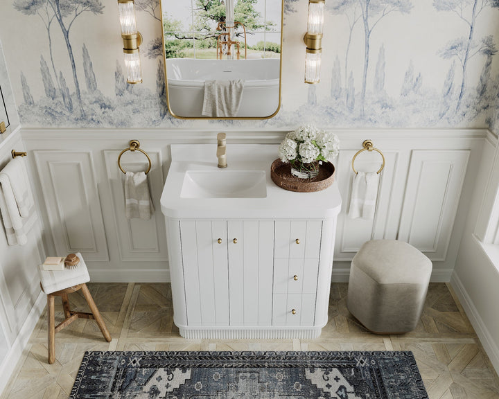 Houston 36 in. W x 22 in. D Free Standing Curved Edge Left Offset Sink Bathroom Vanity - photo 9