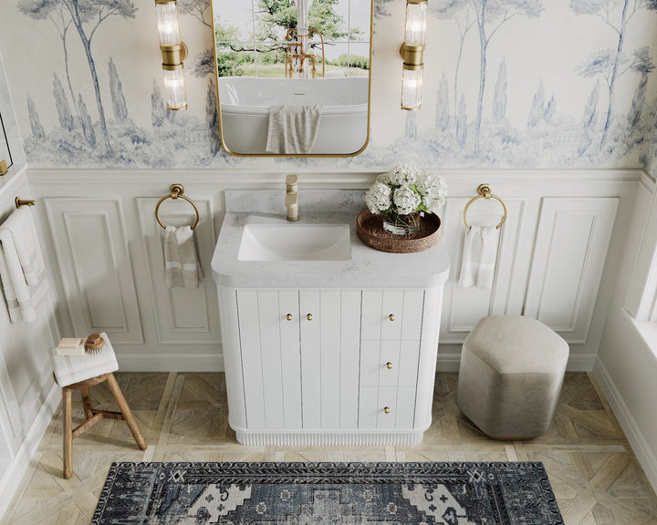 Houston 36 in. W x 22 in. D Free Standing Curved Edge Left Offset Sink Bathroom Vanity - photo 12