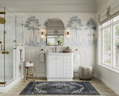 Houston 36 in. W x 22 in. D Free Standing Curved Edge Left Offset Sink Bathroom Vanity - Willow Bath and Vanity