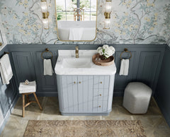 Houston 36 in. W x 22 in. D Free Standing Curved Edge Left Offset Sink Bathroom Vanity - photo 11