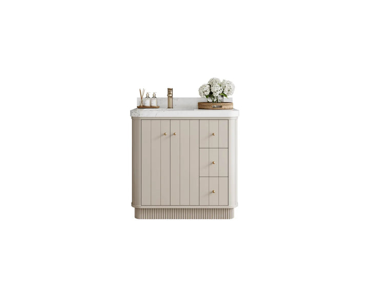 Houston 36 in. W x 22 in. D Free Standing Curved Edge Left Offset Sink Bathroom Vanity - photo 1