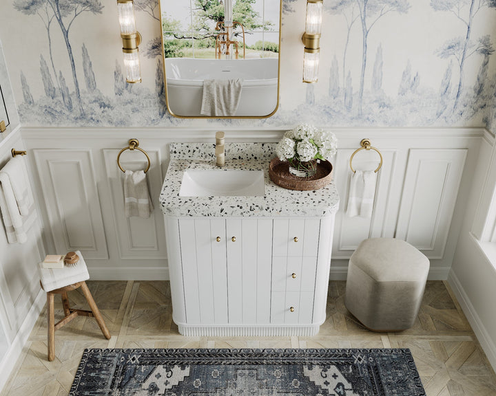 Houston 36 in. W x 22 in. D Free Standing Curved Edge Left Offset Sink Bathroom Vanity - photo 16