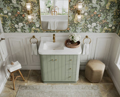 Houston 36 in. W x 22 in. D Free Standing Curved Edge Left Offset Sink Bathroom Vanity - photo 10