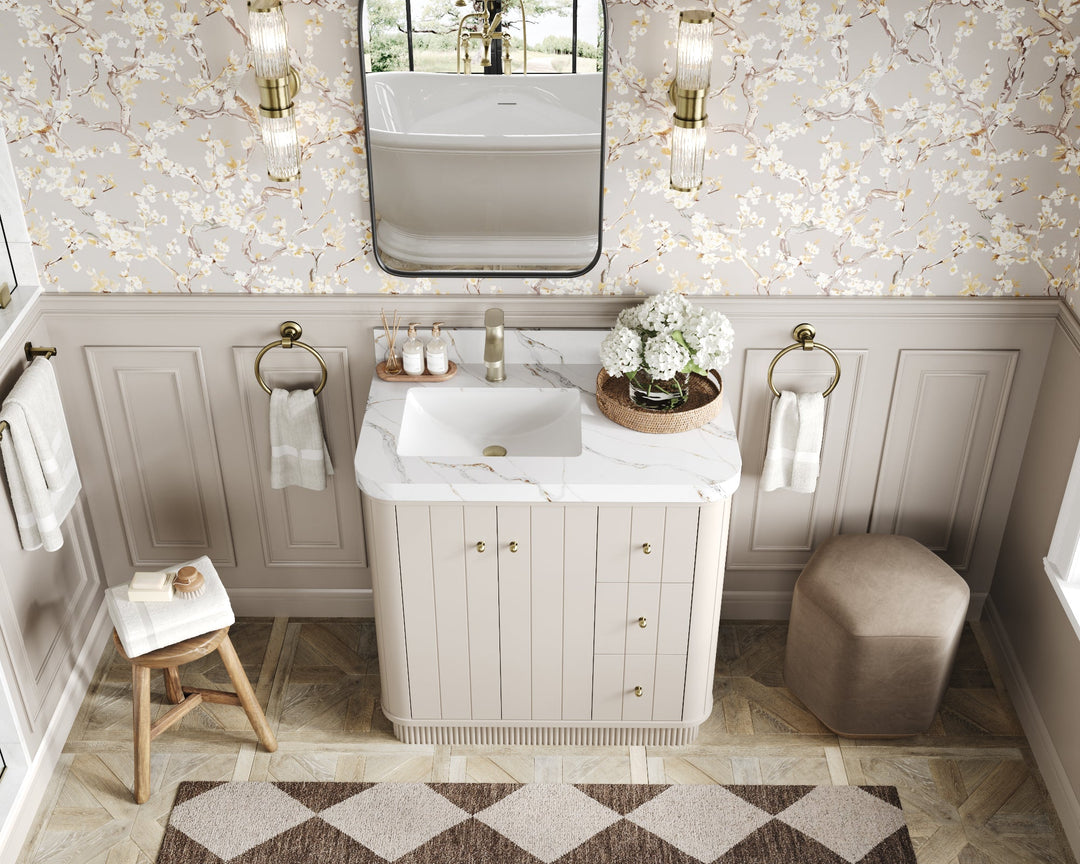 Houston 36 in. W x 22 in. D Free Standing Curved Edge Left Offset Sink Bathroom Vanity - Willow Bath and Vanity