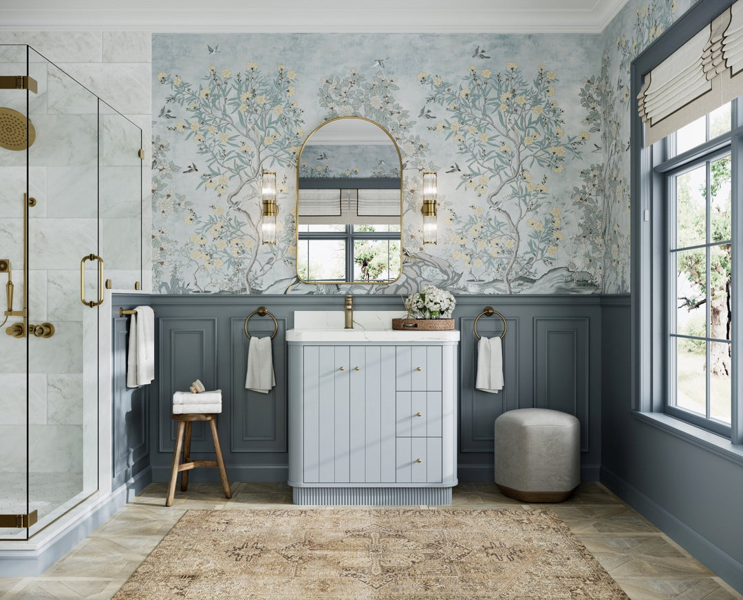 Houston 36 in. W x 22 in. D Free Standing Curved Edge Left Offset Sink Bathroom Vanity - Willow Bath and Vanity