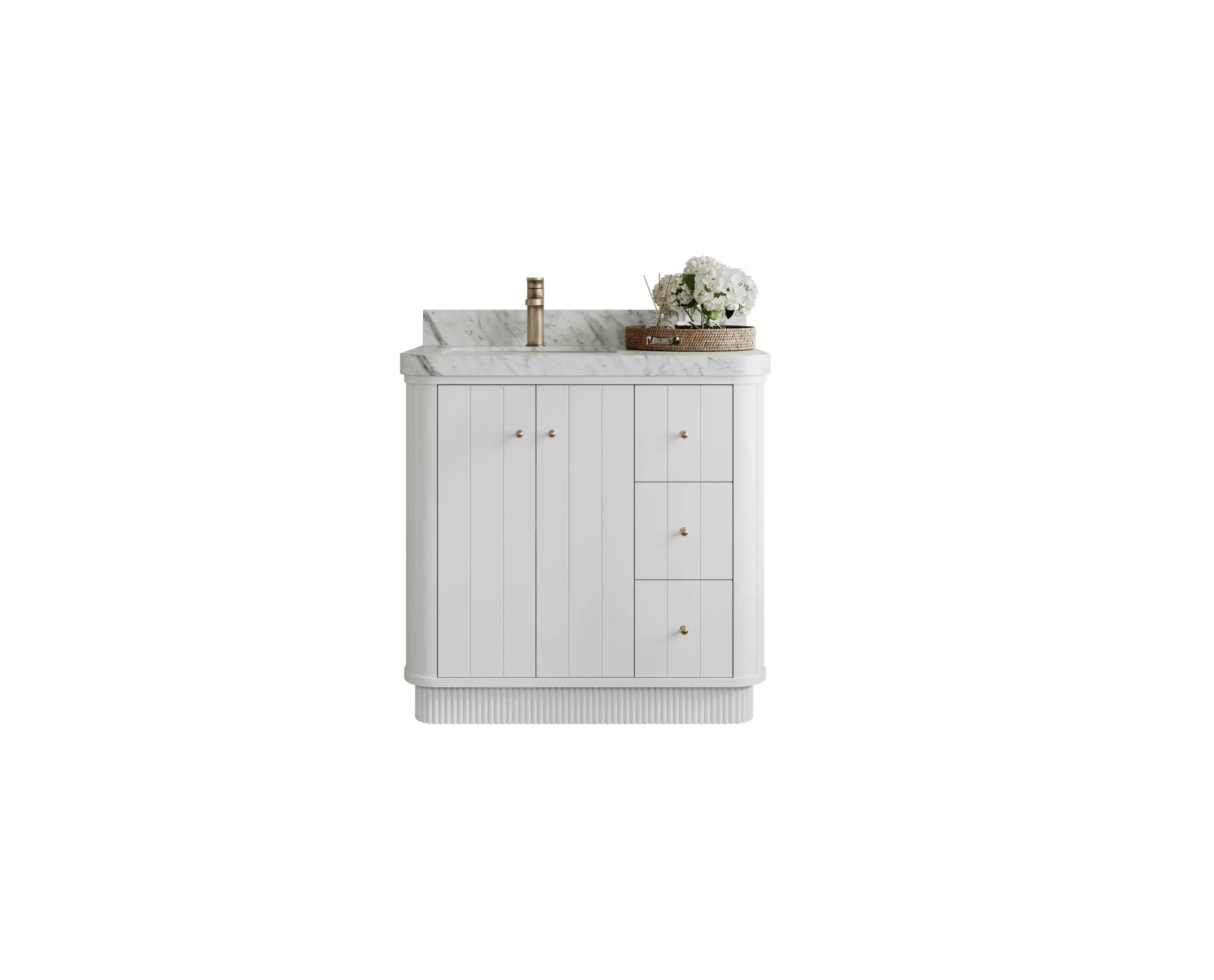 Houston 36 in. W x 22 in. D Free Standing Curved Edge Left Offset Sink Bathroom Vanity - Willow Bath and Vanity