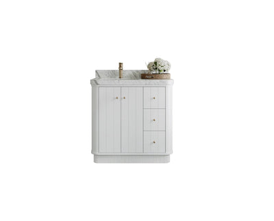 Houston 36 in. W x 22 in. D Free Standing Curved Edge Left Offset Sink Bathroom Vanity - Willow Bath and Vanity
