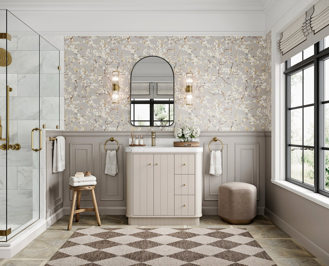 Houston 36 in. W x 22 in. D Free Standing Curved Edge Left Offset Sink Bathroom Vanity - Willow Bath and Vanity