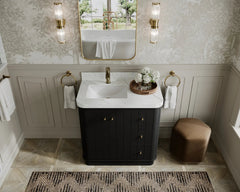 Houston 36 in. W x 22 in. D Free Standing Curved Edge Left Offset Sink Bathroom Vanity - photo 10