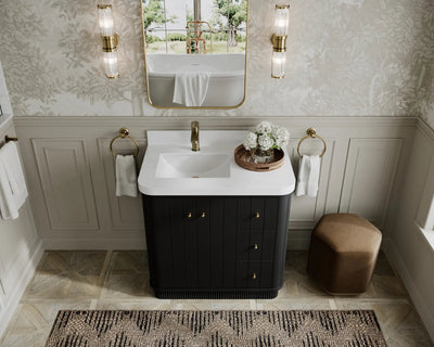 Houston 36 in. W x 22 in. D Free Standing Curved Edge Left Offset Sink Bathroom Vanity - Willow Bath and Vanity