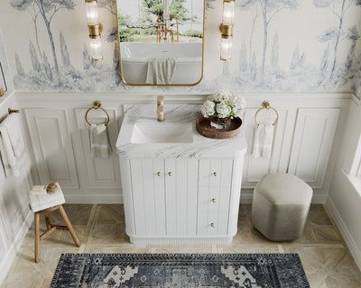 Houston 36 in. W x 22 in. D Free Standing Curved Edge Left Offset Sink Bathroom Vanity - Willow Bath and Vanity