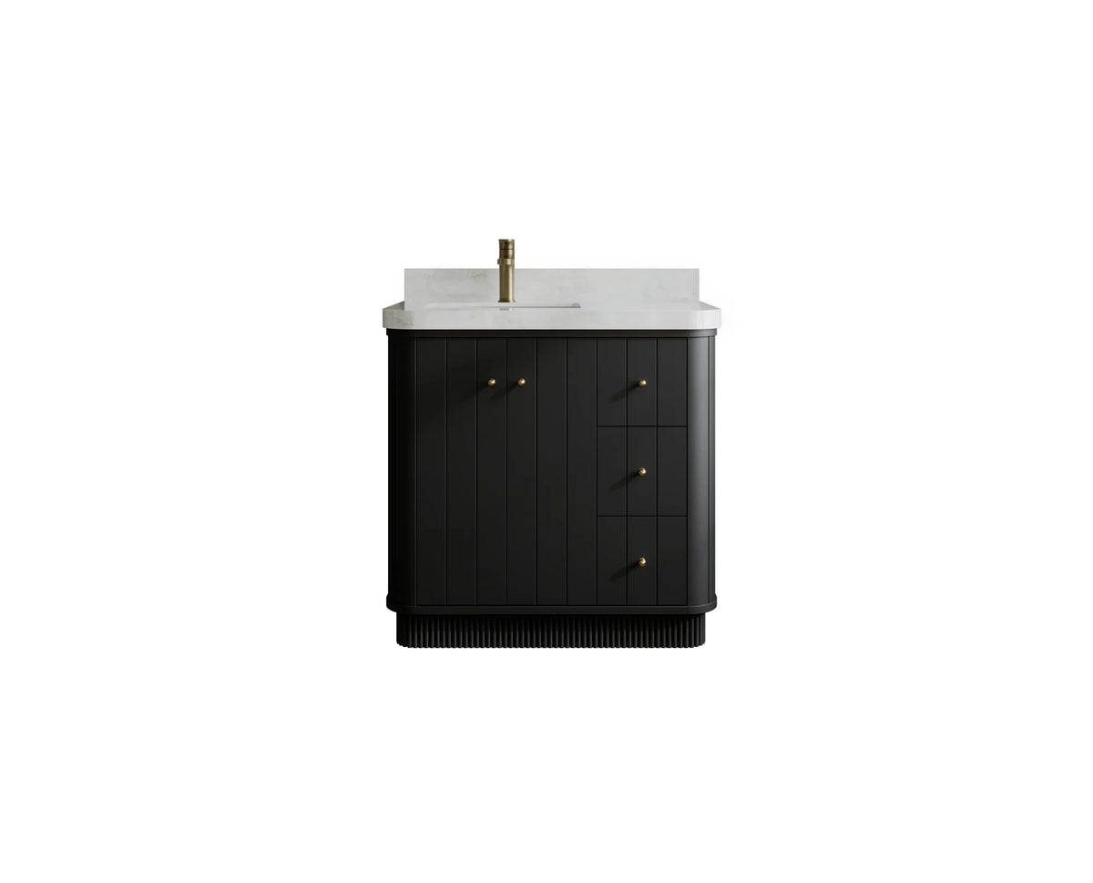 Houston 36 in. W x 22 in. D Free Standing Curved Edge Left Offset Sink Bathroom Vanity - Willow Bath and Vanity