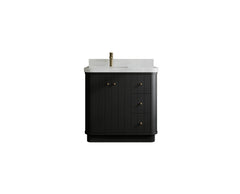 Houston 36 in. W x 22 in. D Free Standing Curved Edge Left Offset Sink Bathroom Vanity - photo 1