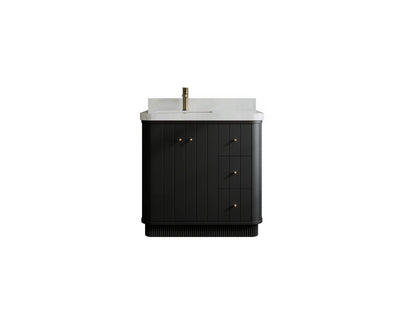 Houston 36 in. W x 22 in. D Free Standing Curved Edge Left Offset Sink Bathroom Vanity - Willow Bath and Vanity
