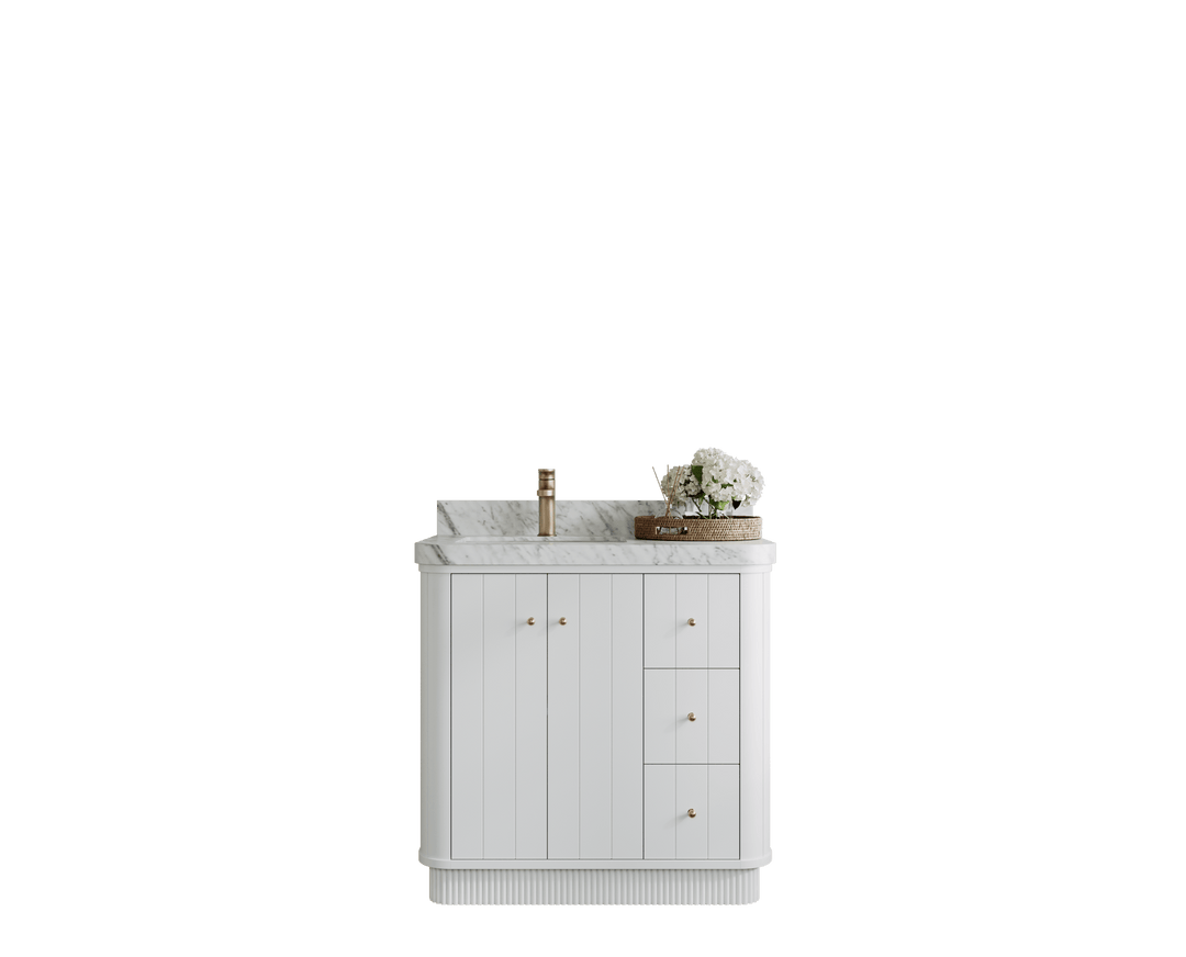 Houston 36 in. W x 22 in. D Free Standing Curved Edge Left Offset Sink Bathroom Vanity - Willow Bath and Vanity