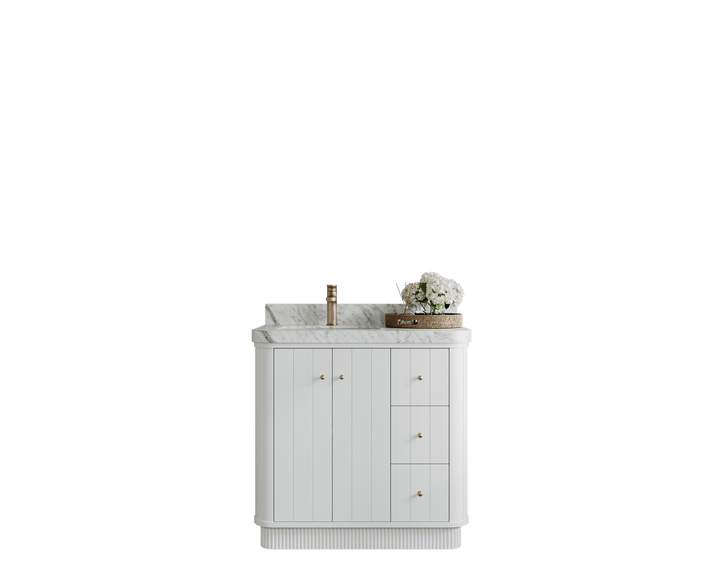 Houston 36 in. W x 22 in. D Free Standing Curved Edge Left Offset Sink Bathroom Vanity - photo 1