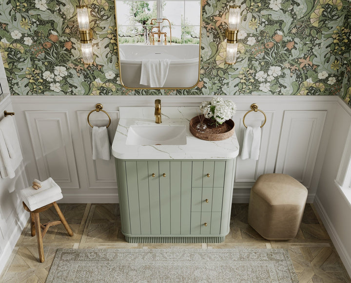 Houston 36 in. W x 22 in. D Free Standing Curved Edge Left Offset Sink Bathroom Vanity - photo 13