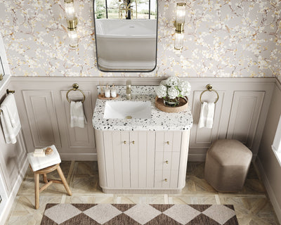 Houston 36 in. W x 22 in. D Free Standing Curved Edge Left Offset Sink Bathroom Vanity - Willow Bath and Vanity