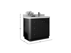 Houston 36 in. W x 22 in. D Free Standing Curved Edge Right Offset Sink Bathroom Vanity - photo 7