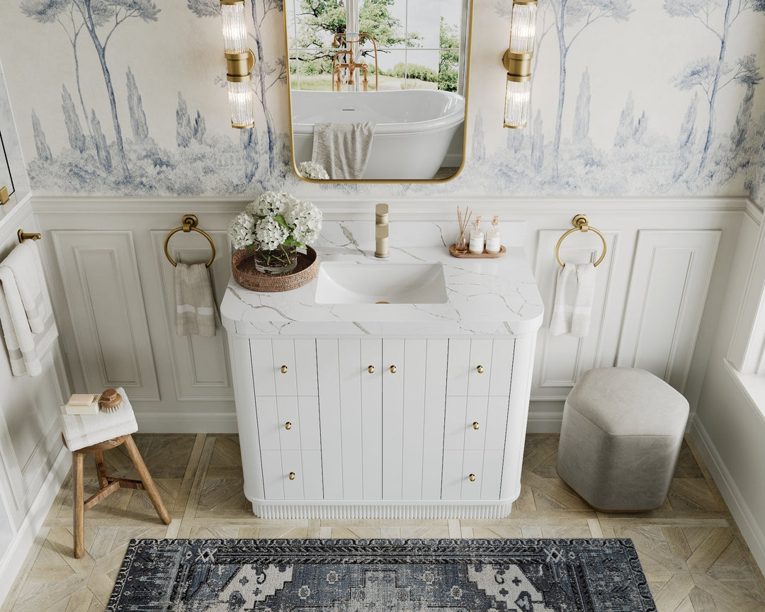 Houston 42 in. W x 22 in. D Free Standing Curved Edge Single Sink Bathroom Vanity - Willow Bath and Vanity