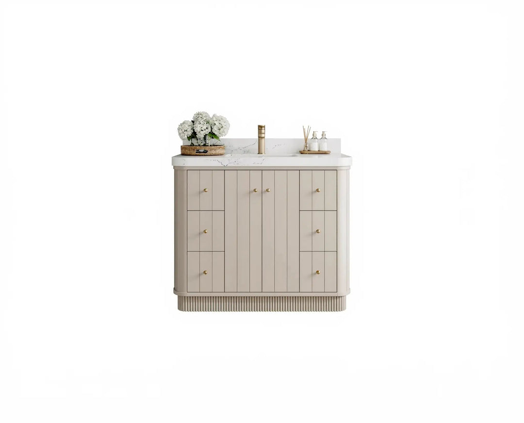 Houston 42 in. W x 22 in. D Free Standing Curved Edge Single Sink Bathroom Vanity - Willow Bath and Vanity