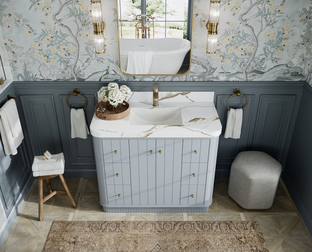 Houston 42 in. W x 22 in. D Free Standing Curved Edge Single Sink Bathroom Vanity - Willow Bath and Vanity