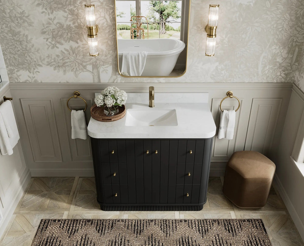 Houston 42 in. W x 22 in. D Free Standing Curved Edge Single Sink Bathroom Vanity - Willow Bath and Vanity