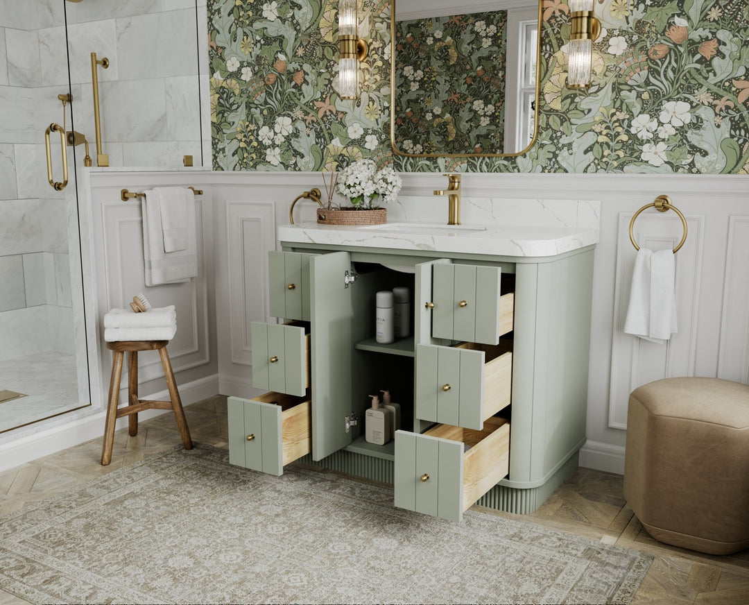 Houston 42 in. W x 22 in. D Free Standing Curved Edge Single Sink Bathroom Vanity - Willow Bath and Vanity