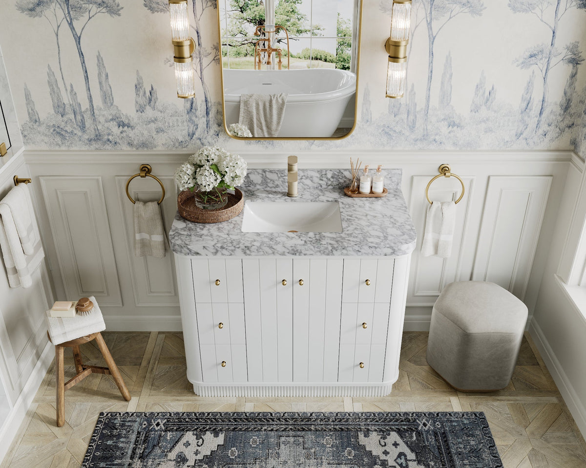 Houston 42 in. W x 22 in. D Free Standing Curved Edge Single Sink Bathroom Vanity