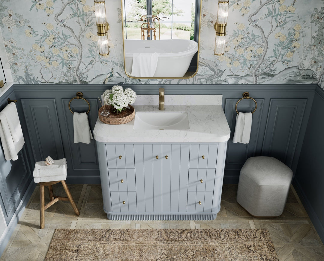 Houston 42 in. W x 22 in. D Free Standing Curved Edge Single Sink Bathroom Vanity - Willow Bath and Vanity