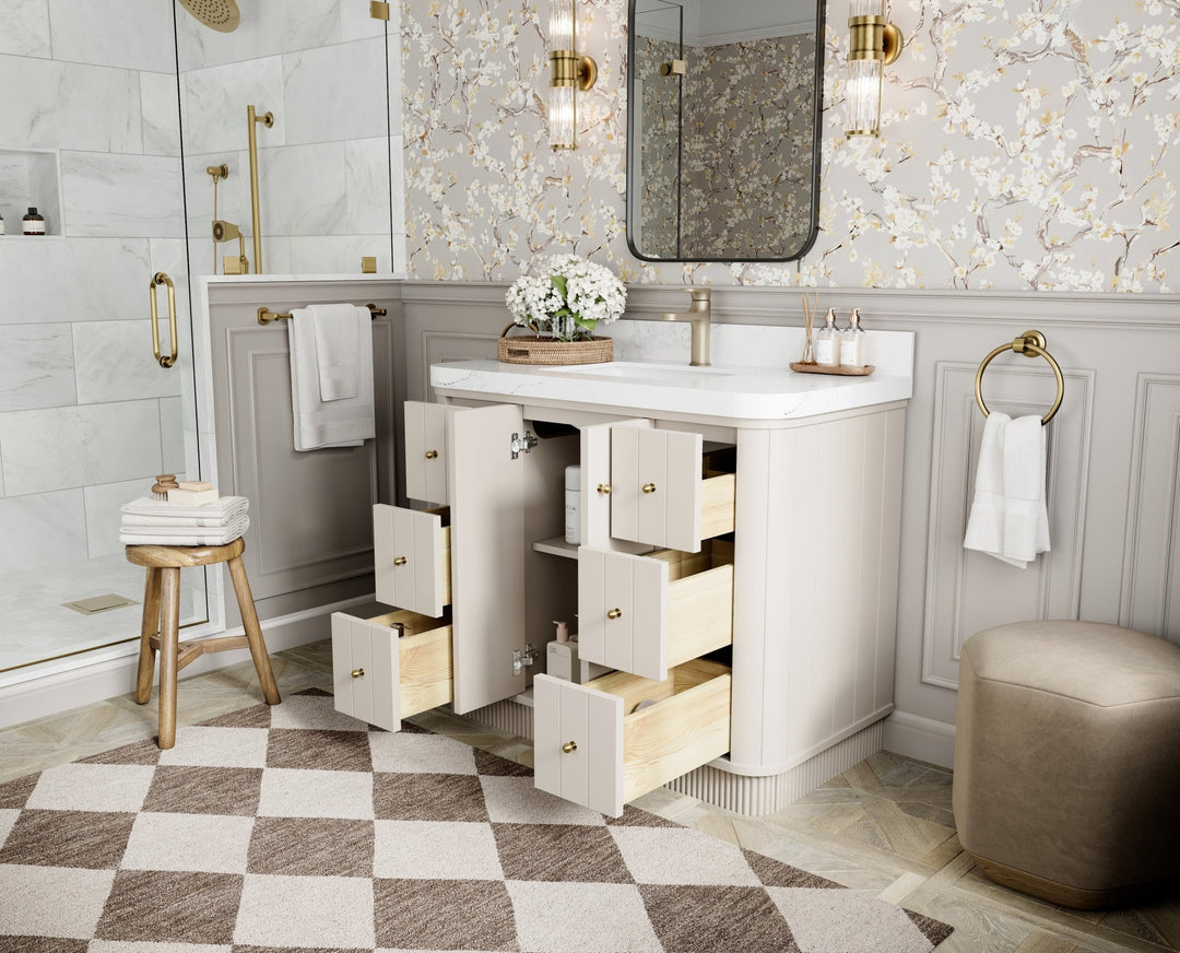 Houston 42 in. W x 22 in. D Free Standing Curved Edge Single Sink Bathroom Vanity - Willow Bath and Vanity