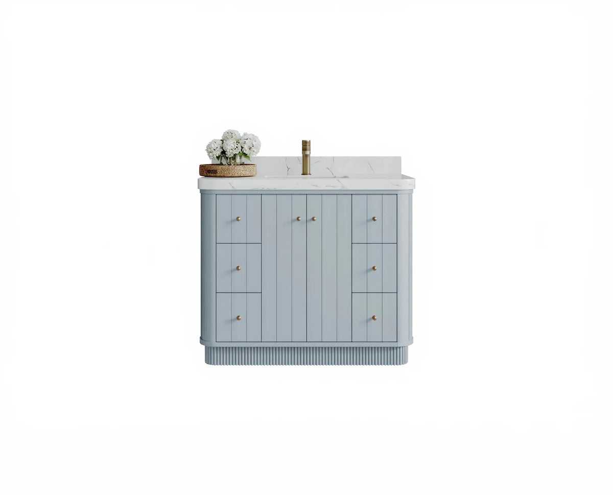 Houston 42 in. W x 22 in. D Free Standing Curved Edge Single Sink Bathroom Vanity - Willow Bath and Vanity