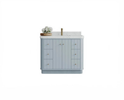 Houston 42 in. W x 22 in. D Free Standing Curved Edge Single Sink Bathroom Vanity - Willow Bath and Vanity